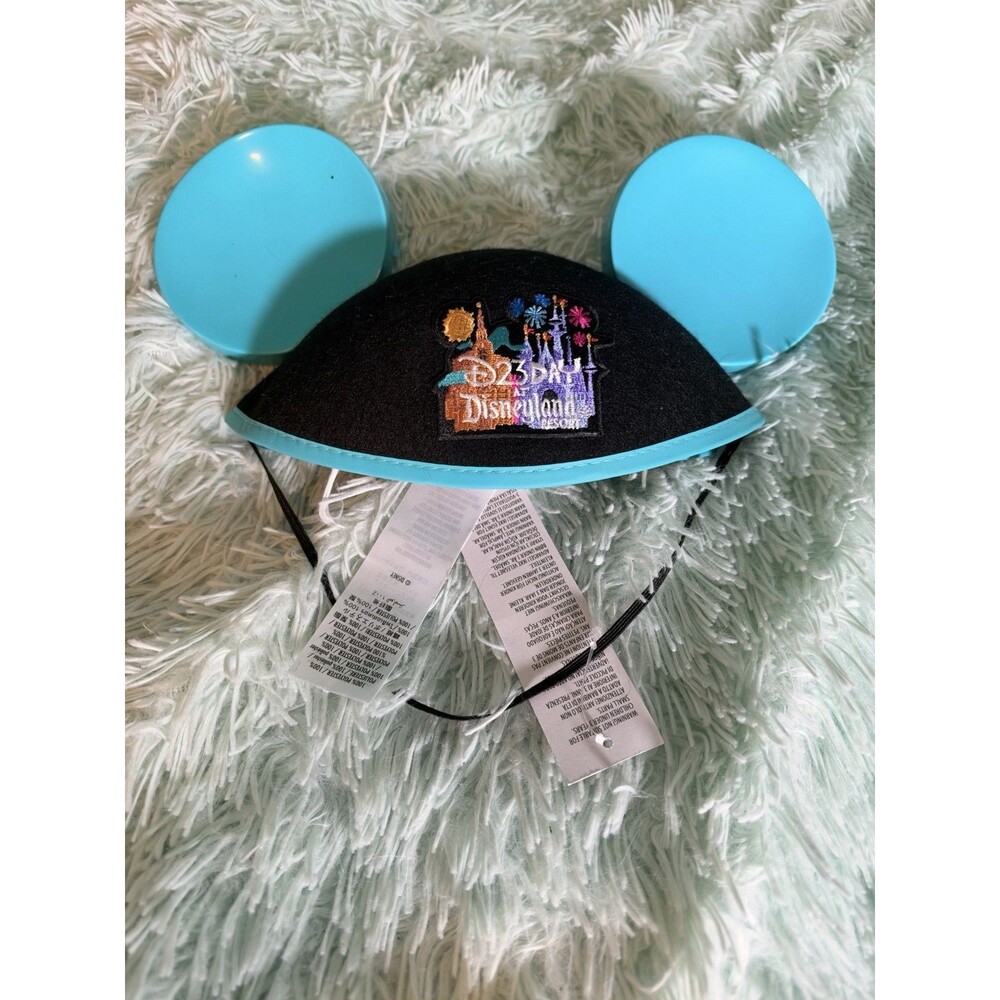 Disney D23 Day at Disneyland Resort Mickey Ear Hat Adult Black Turquoise Blue